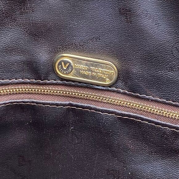 Mario Valentino Brown Signature Print Tote/Shoulder Bag PVC x Leather. VGUC! - Picture 9 of 15